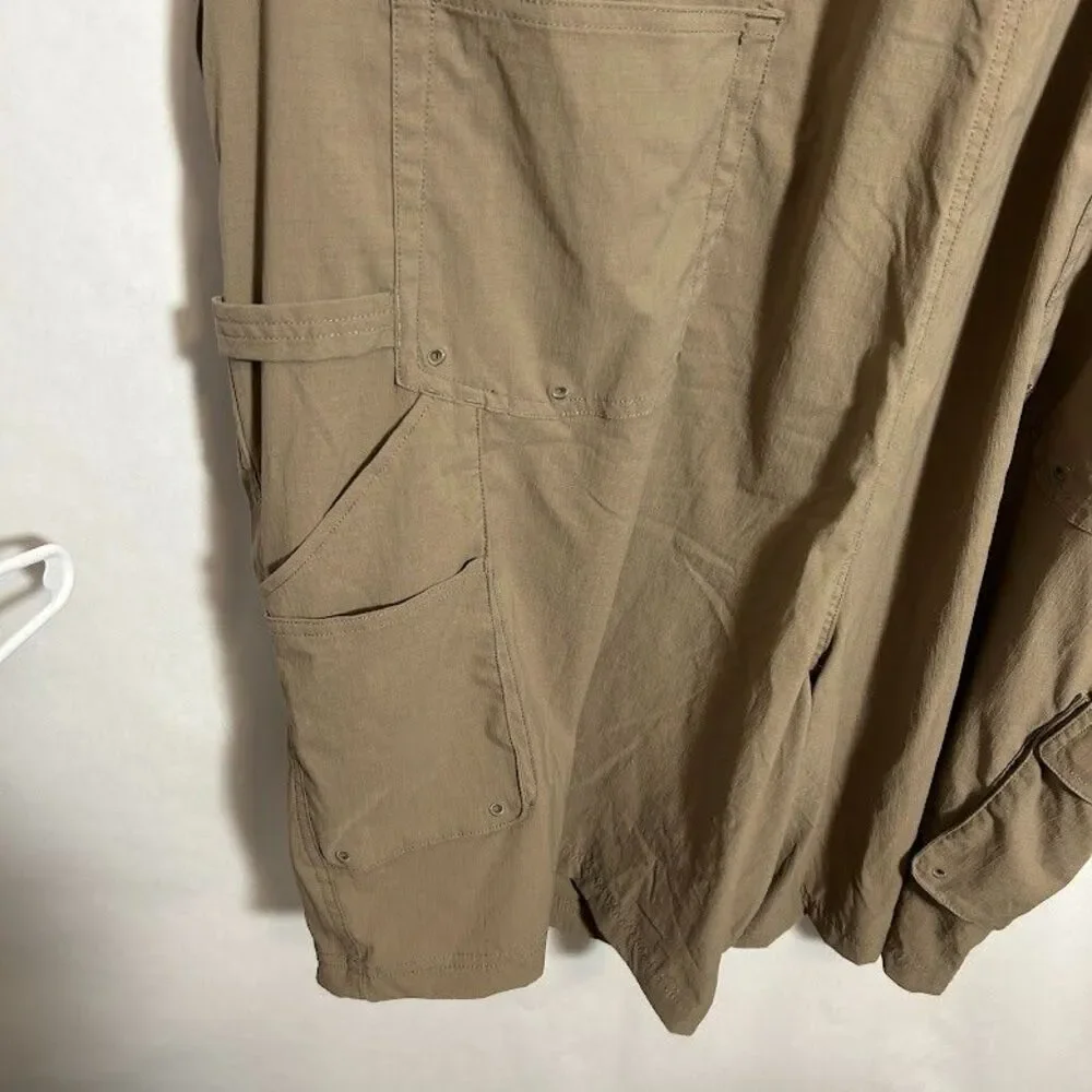 Duluth Trading Co Womens Heirloom Gardening Short Overalls 2X Khaki Tan Utility - Picture 7 of 8